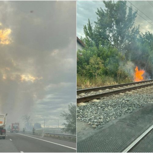 Incendii de vegetație în județul Călărași, traficul blocat pe autostrada A2