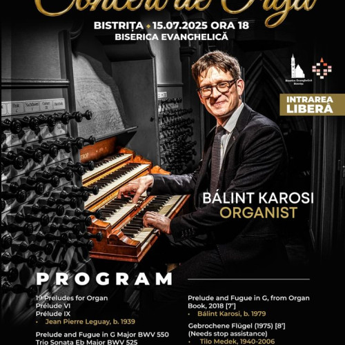 Program variat de concerte la Biserica Evanghelică, cu interpretări la orga Prause