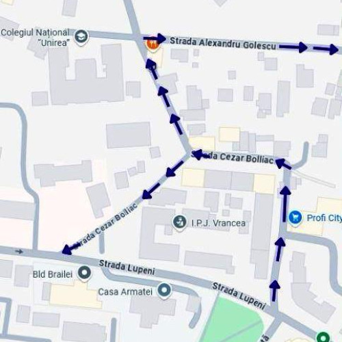 sens unic pe străzile Cezar Bolliac și Alexandru Golescu din Focșani