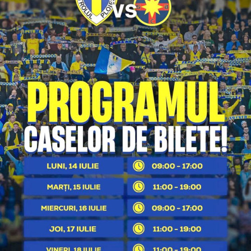 Programul pentru vânzarea de bilete și abonamente la meciul FC Petrolul contra FCSB