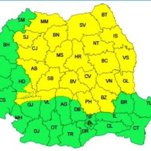Cod galben de instabilitate atmosferică în mai multe zone din țară, inclusiv Vrancea