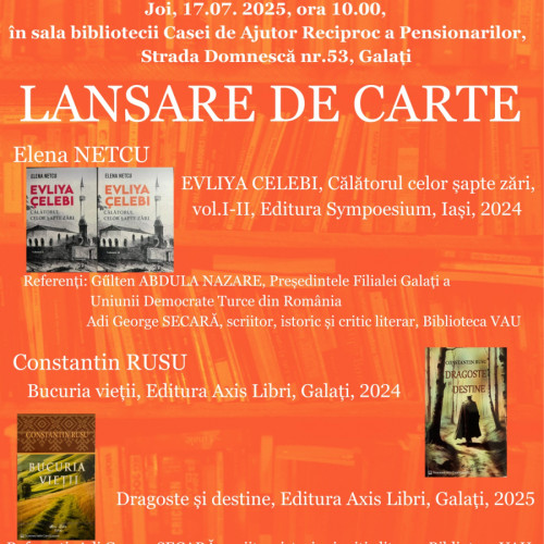 eveniment cultural la galati: lansări de carte înainte de vacanță