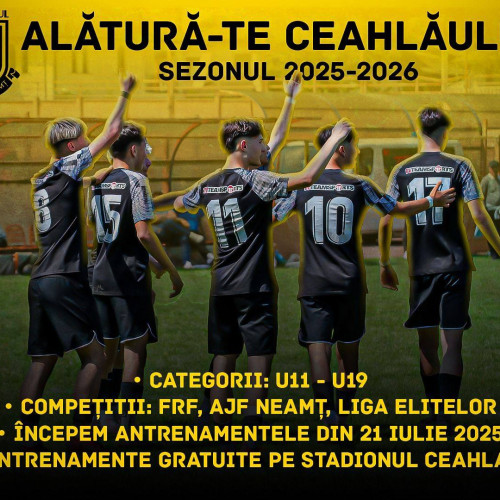 centrally de copii și juniori al csm ceahăul piatra neamț organizează înscrieri pentru echipele de competiție
