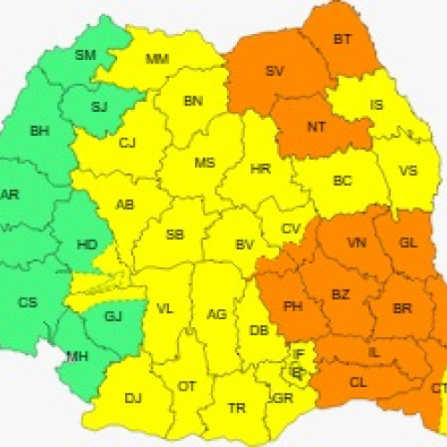Alertă meteorologică pentru România: cod galben și portocaliu pentru perioadele următoare