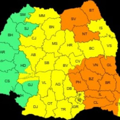 Avertizare de vreme severă în mai multe regiuni ale țării