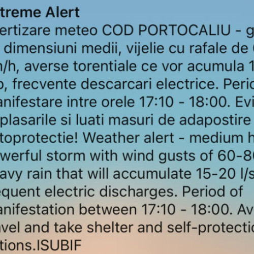 avertizare meteo pentru bucurești: cod portocaliu de grindină și vijelie