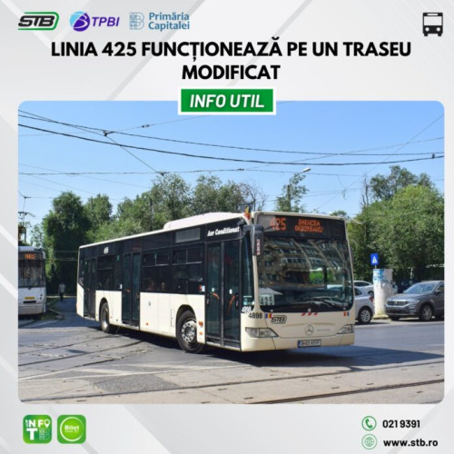 Traseu modificat al liniei 425 din cauza lucrărilor la rețeaua de canalizare din Ordoreanu