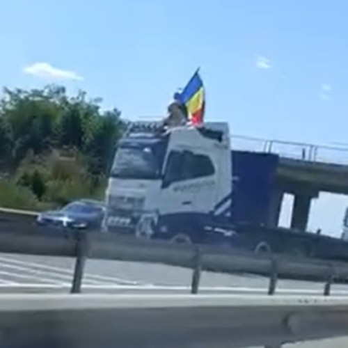 Trafic blocat pe autostrada A1 în apropiere de București din cauza unui protest al șoferilor de camioane