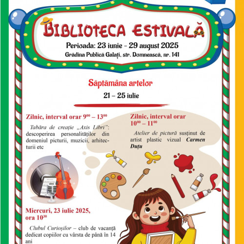 saptamana artelor se desfășoară la biblioteca estivală din Galați
