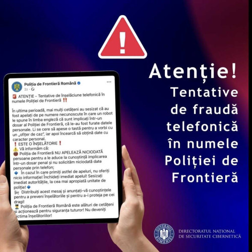 Tentative de fraudă în numele poliției de frontieră, avertizează Direcția Națională de Securitate Cibernetică