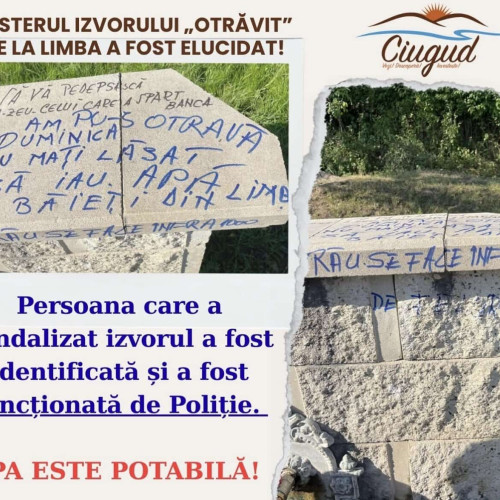 Izvorul public de la Limba a fost vandalizat, însă autorul faptei a fost identificat și sancționat de autorități, anunță reprezentanții Primăriei Ciugud. Potrivit sursei, incidentul a constat în graffiti cu mesaje amenințătoare și false afirmații despre otrăvirea apei. După această situație, pe pagina de Facebook a comunității, a fost publicat un mesaj de avertizare, în care cetățenii erau rugați să nu utilizeze apa până la finalizarea verificărilor.