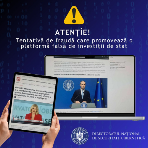 Avertizare de la DNSC despre o nouă campanie de înșelăciune online