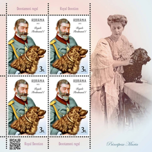 emisiune filatelică aniversară dedicată dragostei pentru câini și familia regală română