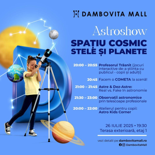 Astroshow de la Dambovita Mall aduce un spectacol pentru iubitorii de cer și astri