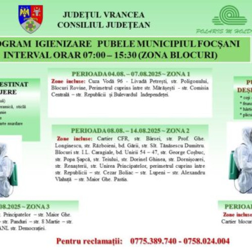 Campanie de igienizare a pubelelor de gunoi în Focșani și Odobești în luna august 2025
