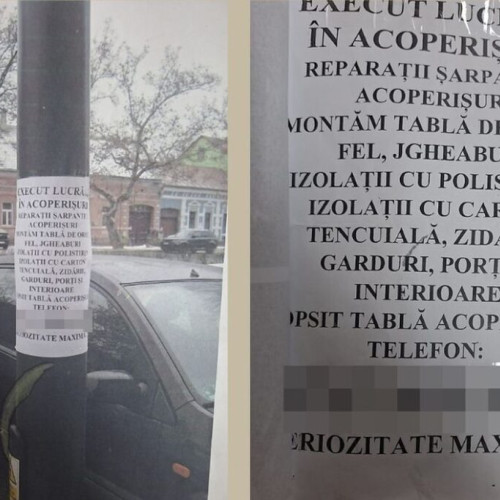 Poliția Locală amendează persoane pentru afișe lipite pe stâlpii de iluminat