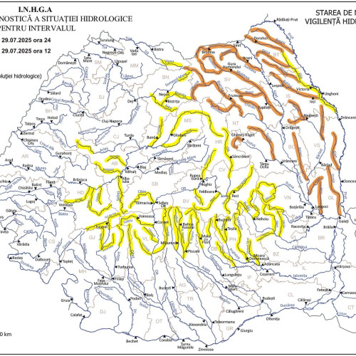 aplicați atenție: avertizări hidrologice emise în urma situației meteorologice din următoarele 24 de ore