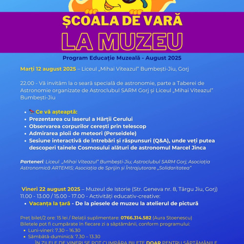 Muzeul Județean Gorj lansează o ediție nouă a școlii de vară la muzeu