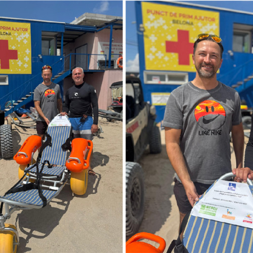 Salvamarii din Eforie Nord au inaugurat un fotoliu special pentru persoanele cu dizabilități