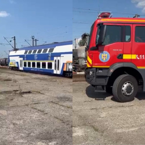 incendiu în gara plopeni. pompierii intervin pentru stingerea unui vagon de calatori