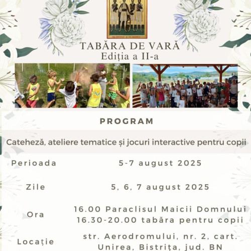 tabără organizată de parohia unirea 2 începând cu ora 16