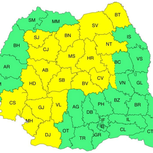 Avertizare de cod galben pentru instabilitate atmosferică în Gorj și alte zone din țară