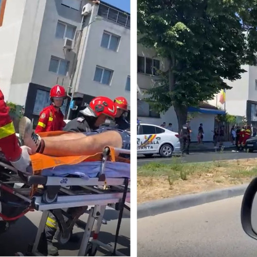 accident cu motociclist în zona urbană