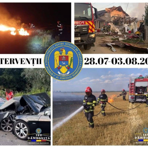 Număr mare de intervenții ale pompierilor din Dâmbovița în perioada 28 iulie - 3 august 2025