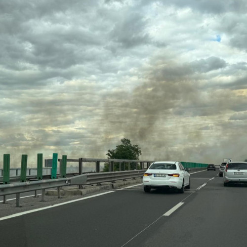 Circulație deviată pe DN 22A din cauza unui incendiu de vegetație în Medgidia