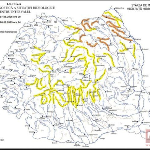 Riscul de inundații în județul Botoșani, din cauza codului portocaliu de instabilitate atmosferică