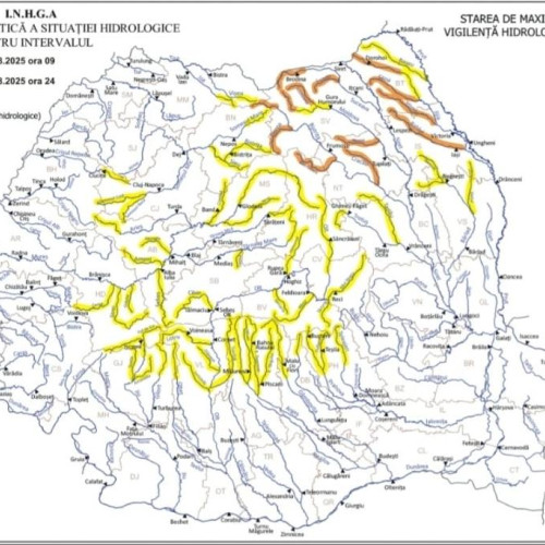 Avertizare de cod galben pentru inundații în județul Dâmbovița
