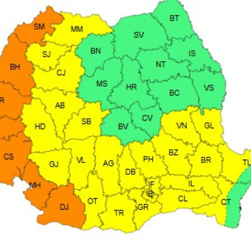 Cod galben de temperaturi ridicate în mai multe zone ale țării