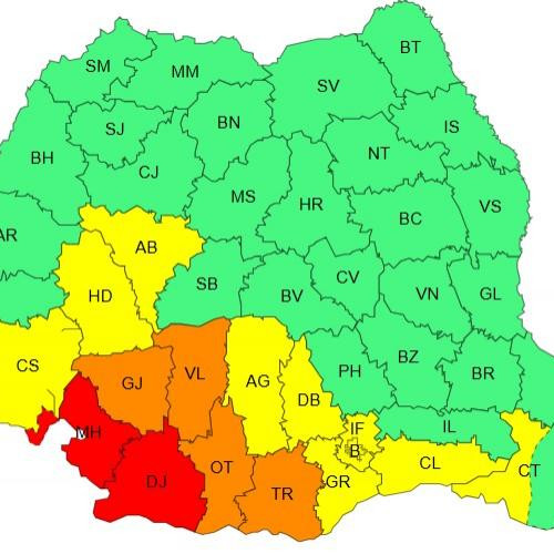 Cod roșu de caniculă emis pentru județele Mehedinți și Dolj