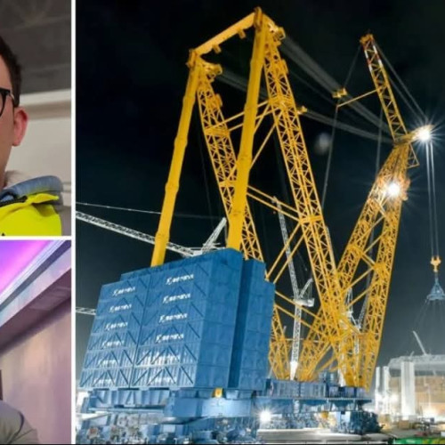 doi români la comanda macaralei „Big Carl” pe șantierul centralei nucleare Hinkley Point C din Marea Britanie