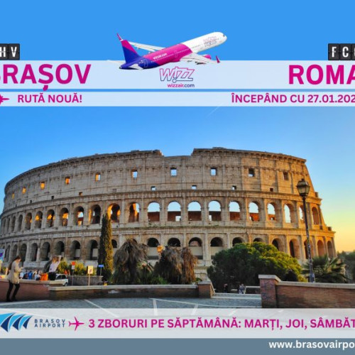 Wizz Air anunță noi zboruri din Brașov către Italia și Germania