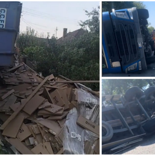 accident pe drumul din salaj: TIR răsturnat într-un șanț