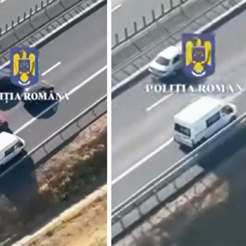 Poliția Română a filmat o dubă pe banda de urgență, iar imaginile au fost postate pe rețelele sociale