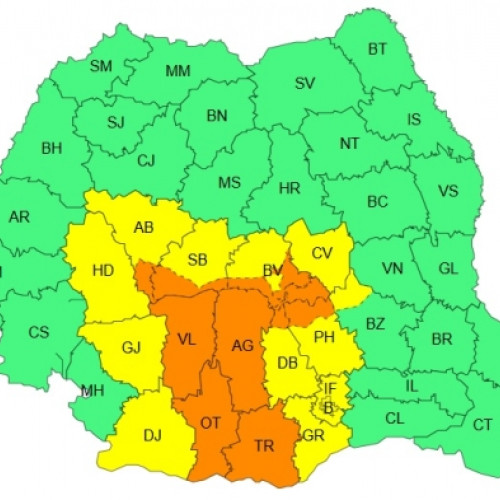 Avertizare de vreme severă în mai multe zone din țară