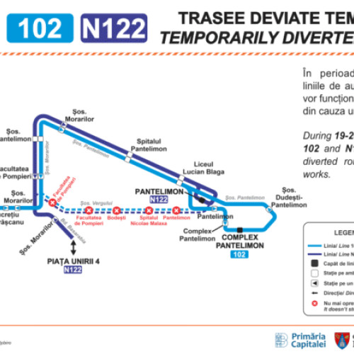 Modificări temporare ale traseelor liniilor de autobuz în zona Soselei Vergului