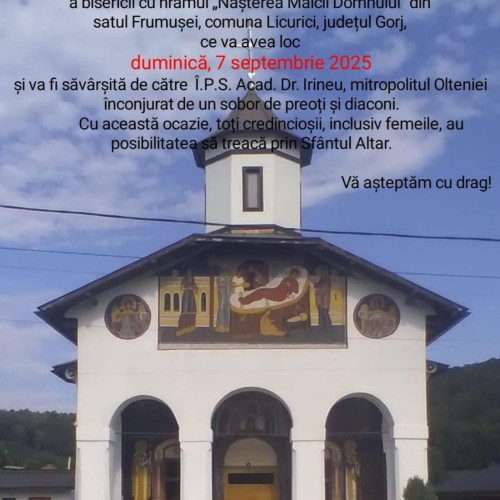Resfințirea bisericii din Frumusei, un eveniment istoric pentru comunitatea din Gorj