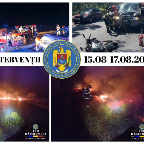 Incendii de vegetație uscată în perioada minivacanței de Adormirea Maicii Domnului în Dâmbovița