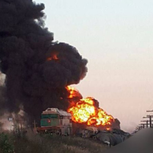 Distrugere a unui tren rusesc cu combustibil în regiunea Zaporojie