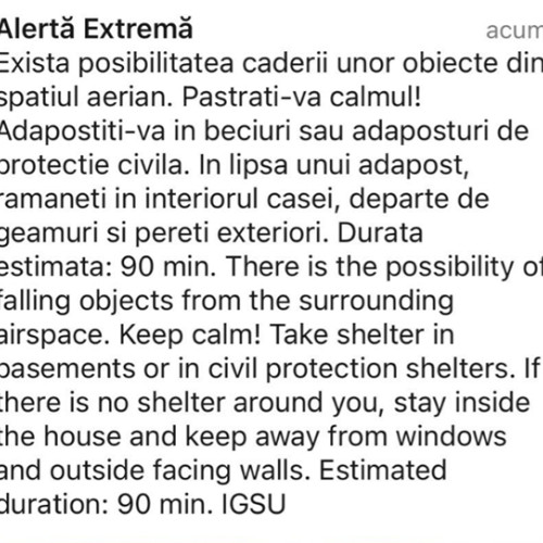 pericol de cădere a obiectelor din spațiul aerian, atenționează autoritățile