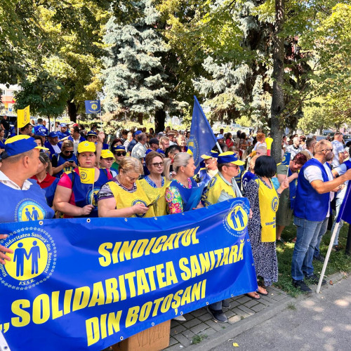 Protest masiv al sindicaliștilor în Botoșani împotriva măsurilor Guvernului Bolojan