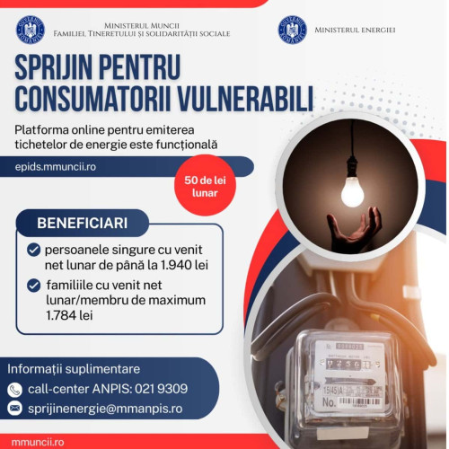 Platforma pentru acordarea tichetelor de energie electrică a fost lansată de Guvern