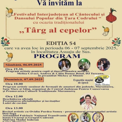 asujau de sus găzduiește cea de-a 54-a ediție a festivalului interjudețean al cântecului și dansului popular din țara Codrului