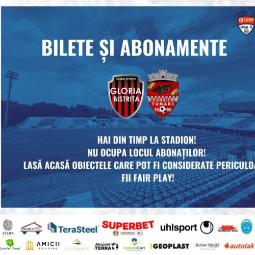 Clubul Gloria anunță disponibilitatea biletelor și abonamentelor pentru sezonul viitor