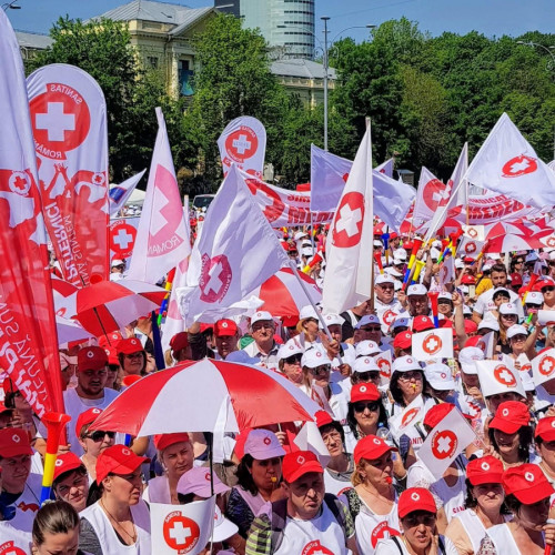 Protest al sindicaliștilor din sistemul de sănătate și asistență socială la Galați