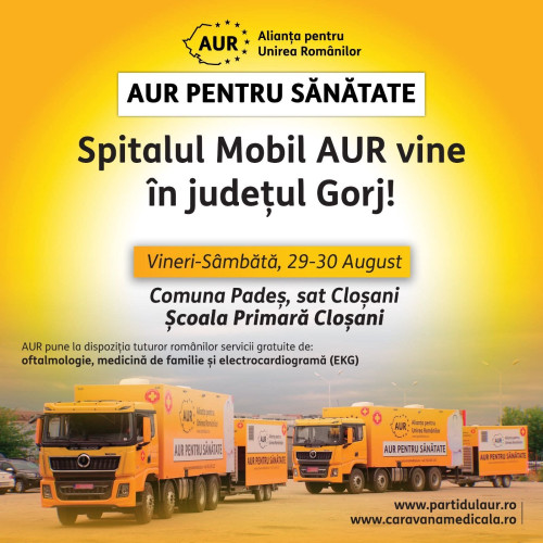 Caravana medicală AUR ajunge în județul Gorj