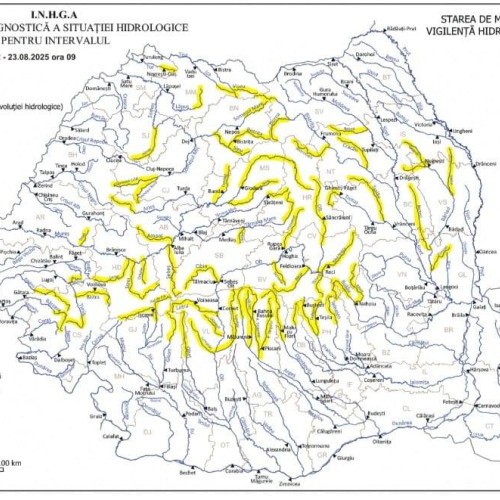 Atenționare hidrologică de cod galben emisă pentru județul Dâmbovița